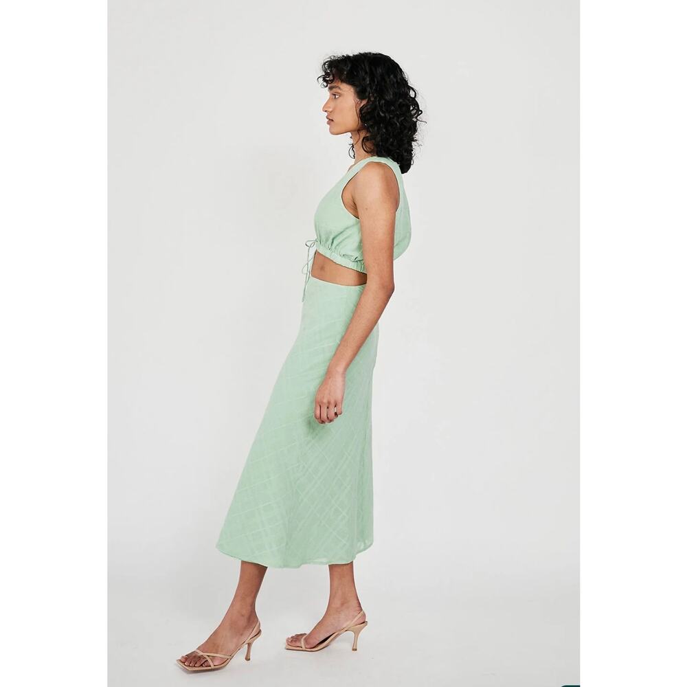 Sabo Cambelle Green Sleeveless Cutout Tie Front Cami Camisole Midi Tank Dress M - Picture 8 of 14